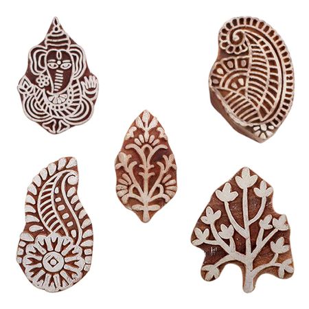 Set of 5 Piece New Mix Wooden Printing Blocks